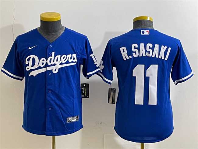 Youth Los Angeles Dodgers #11 Roki Sasaki Royal Cool Base Stitched Jersey